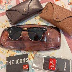 Ray-Ban Black Women's RB3016 Clubmaster Sunglasses EX Bonus Leather Case